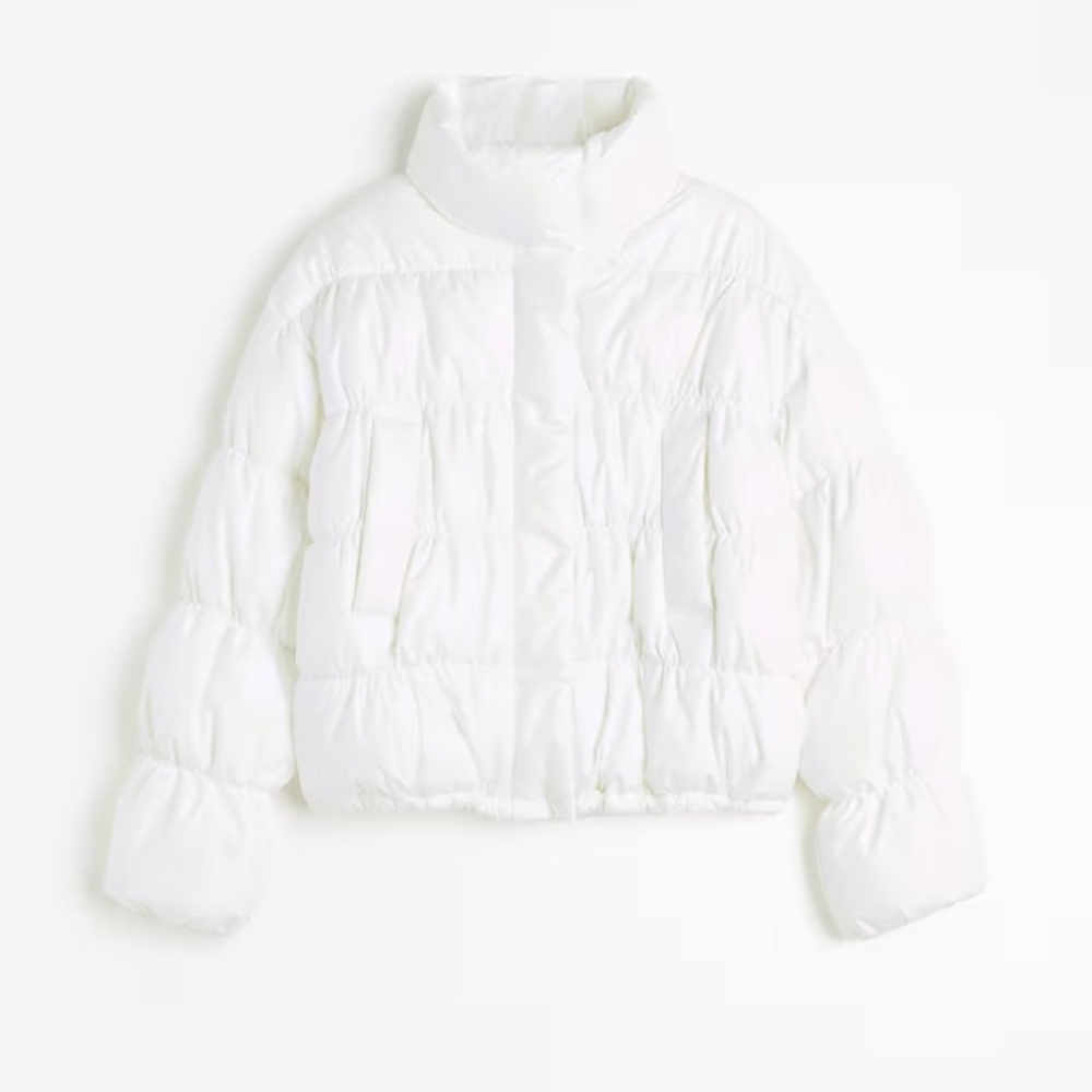 H&M white pearlescent puffer jacket xxs